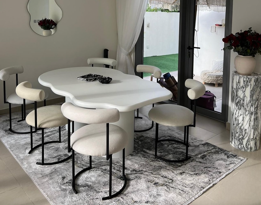 The Victoria Curvy Dining Table in Microplaster