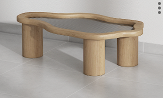 The Jamie Coffee Table in Wood and Lined Glass